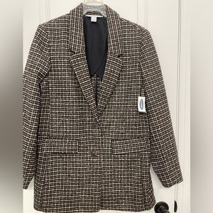 Old Navy Medium Black/Tan/Cream Long Blazer Coat